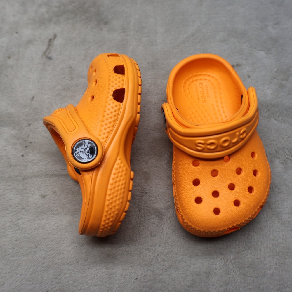 Crocs Kids 4 Clogs Orange Classic Slip On Casual Comfort Lightweight Summer